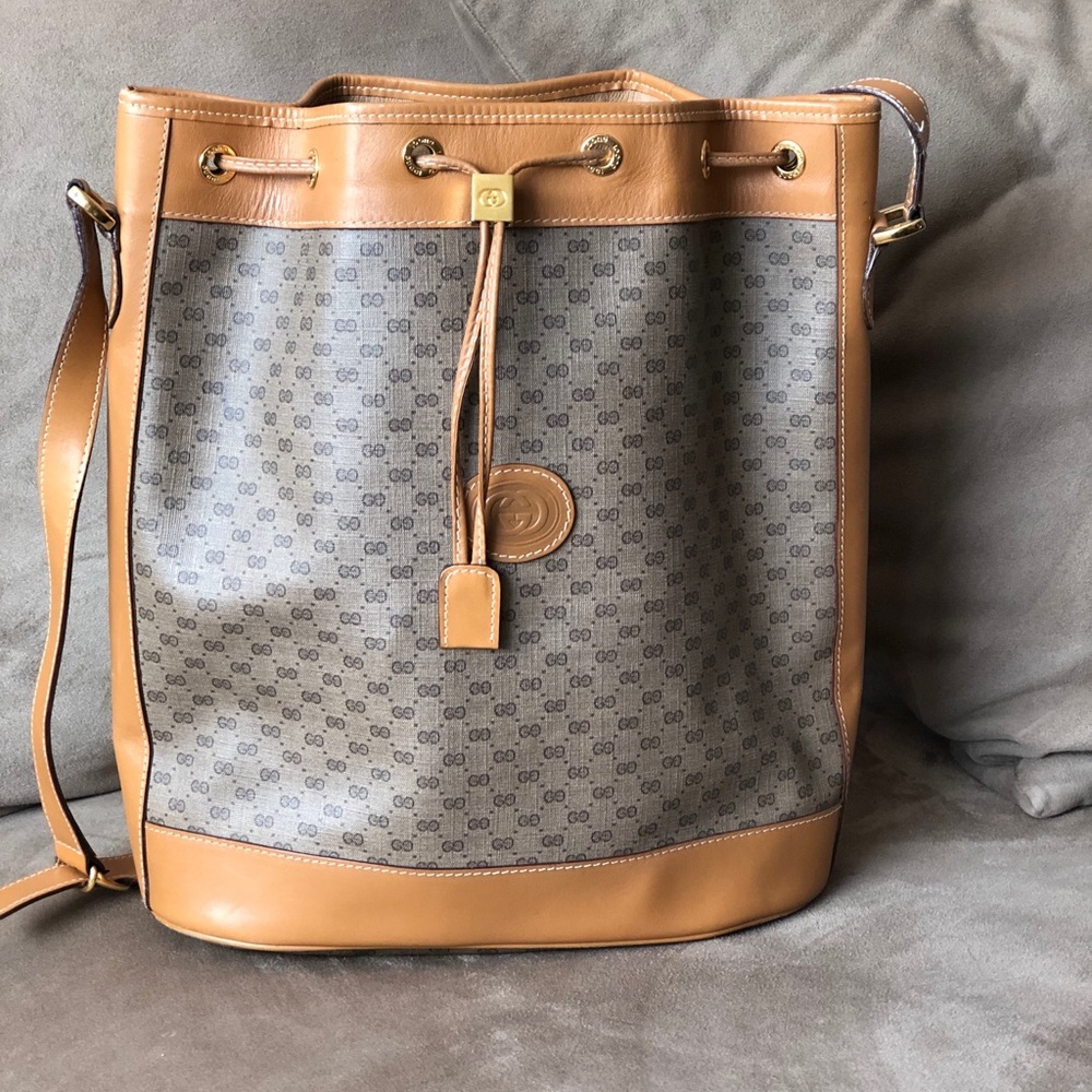 Vintage Rare Gucci Micro GG Bucket Bag Purchased in Italy 1980’s